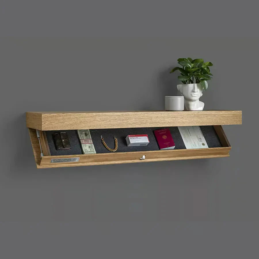 Wall shelf with hidden storage space