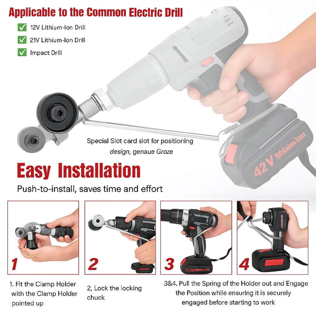 Metal cutter for drills – Precisely cuts sheet metal, aluminum & plastic