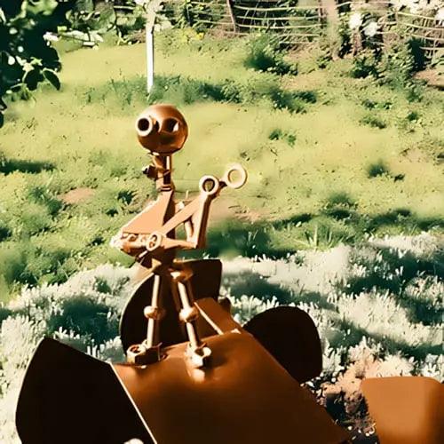 Metal wind turbine “Rock Band” – Moving garden decoration with character