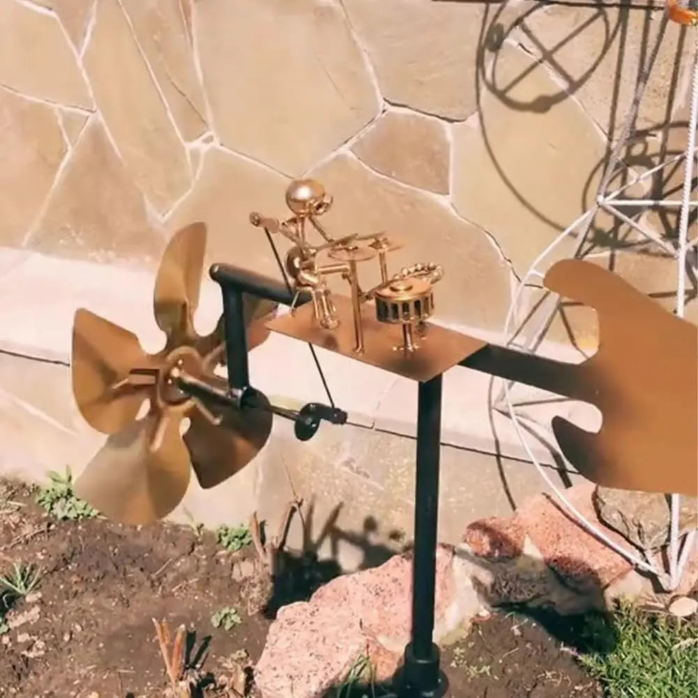 Metal wind turbine “Rock Band” – Moving garden decoration with character
