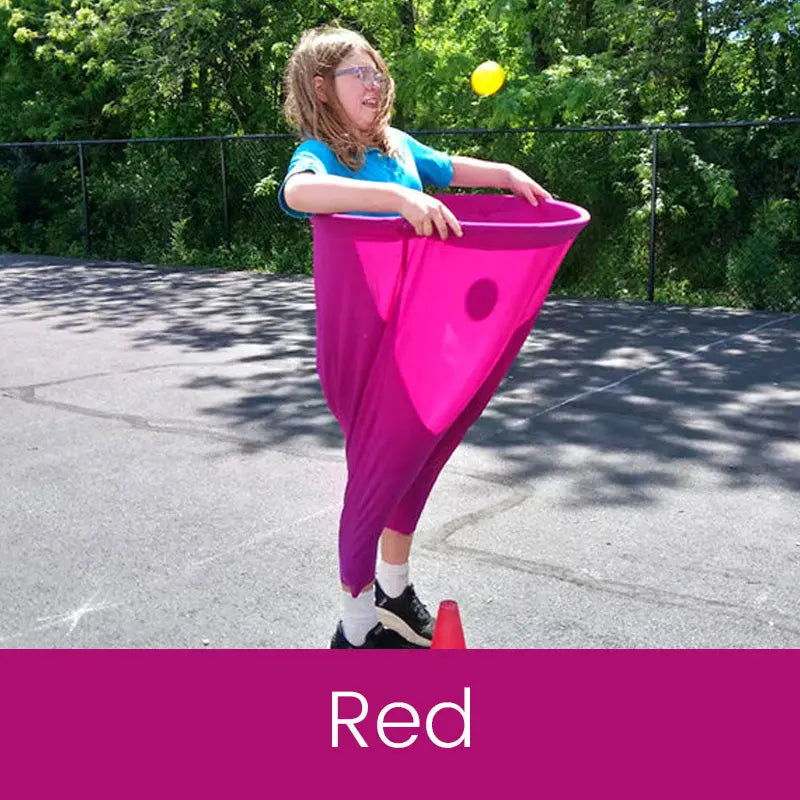Outdoor catching game with giant pants for group fun