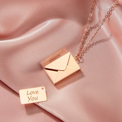 Secret envelope necklace with a hidden love message
