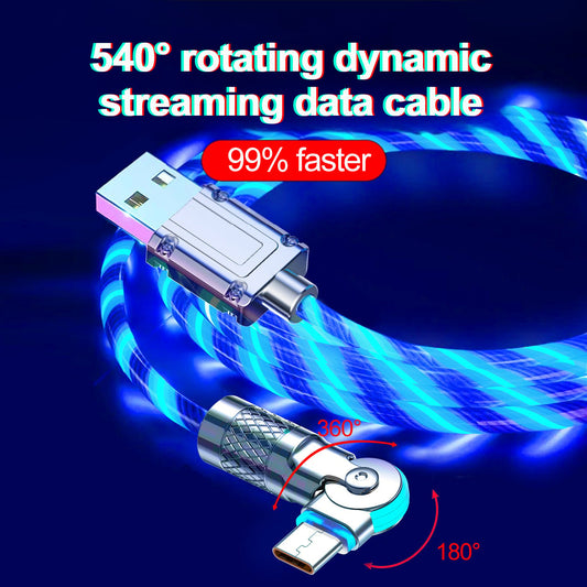 GlowLink - 540° Rotating Fast Charging Cable with Lights