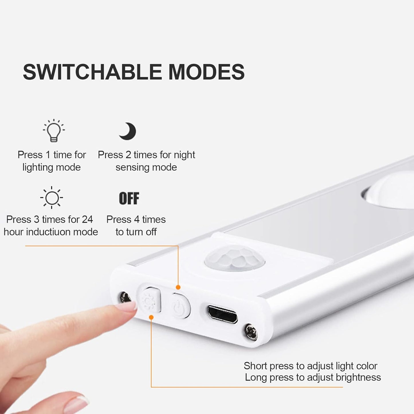 Adhesive LED lamp with smart motion sensor
